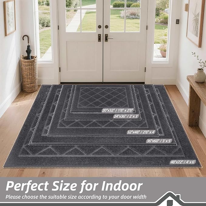 BEQHAUSE Dirt Trapper Door Mat 20" x 32", Doormat Non-Slip Entryway Rugs