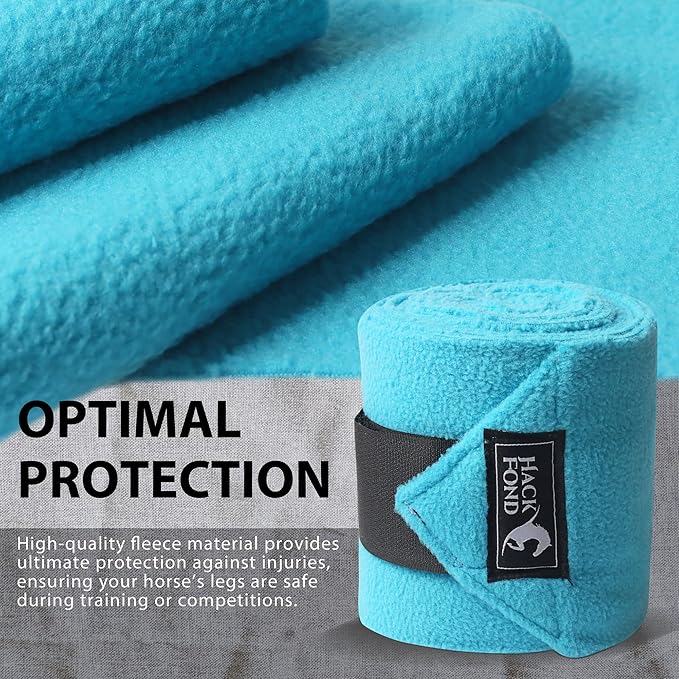 Horse Polo Leg Wraps, 5' Long Fleece Polo Wraps for Horses Set of 4, Horse Leg Bandages Stable Supplies Equestrian Boots Horse Leg Protection Vivid Cerulean