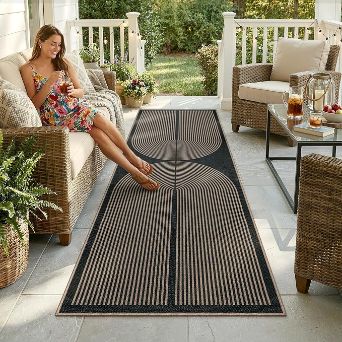 Lahome Enfys Modern Rainbow Kitchen Runner Rug, 2x8 Easy Jute Rug Runners
