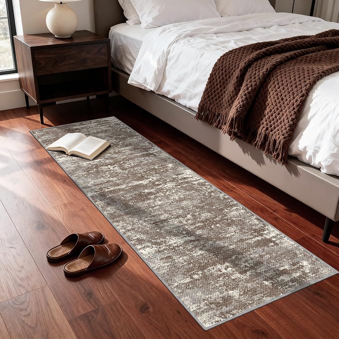 Abstract Washable Runner Rug 2x6, Woven Non-Shedding Thin Runners