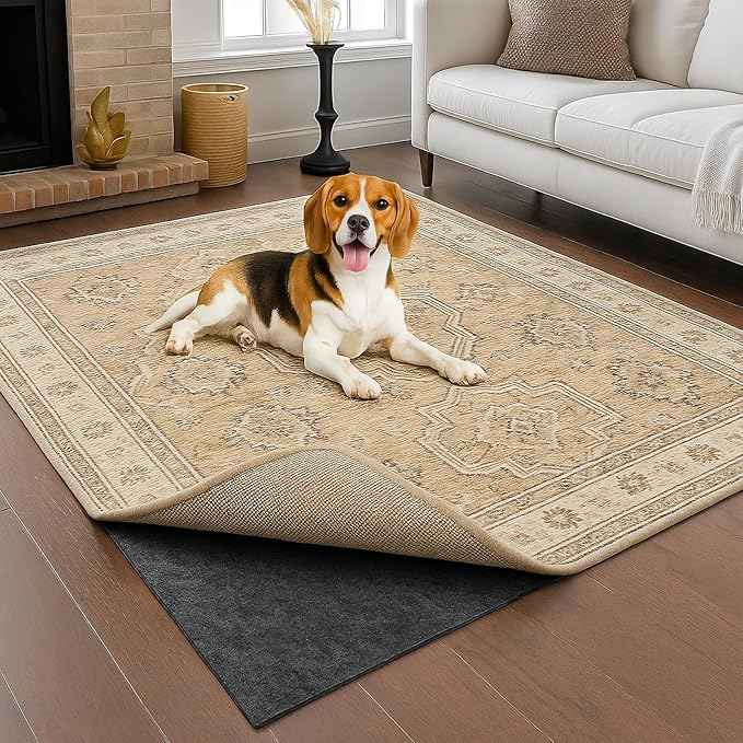 Deep Dream Dual Surface 2'6"x8' Rug Pad, Waterproof 1/4" Thick Felt + Natural