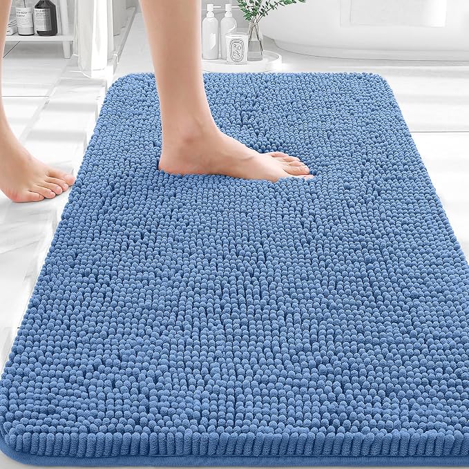 OLANLY Bathroom Rugs 36x24, Extra Soft Absorbent Chenille Bath Rugs, Rubber