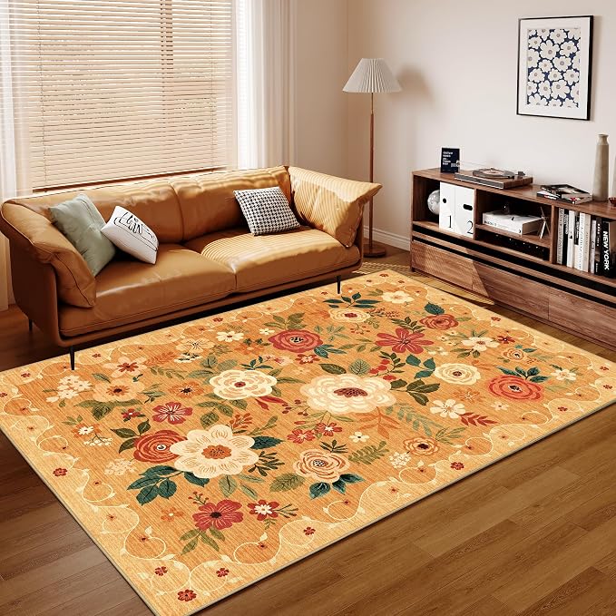 DUKINO 6x9 Area Rug, Floral Rugs