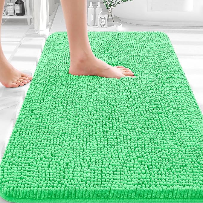 OLANLY Bathroom Rugs 30x18, Extra Soft Absorbent Chenille Bath Rugs, Rubber