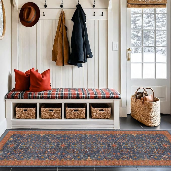 Hazo Haus Navy Blue Runner Rug 2x6