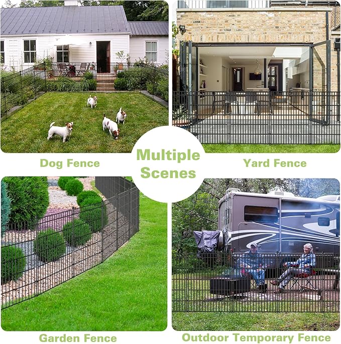 10 Panels No Dig Garden Fence Animal Barrier, 44in(H) × 23.6ft(L) Decorative Metal Outdoor Dog Fence, Rustproof Pet Fencing for Yard, Patio, Flower Bed -Temporary Fencing| Easy to Install
