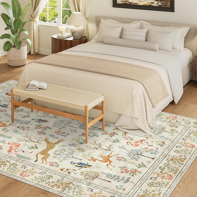 DUKINO 8x10 Rug, Washable Animal Living Room Rug