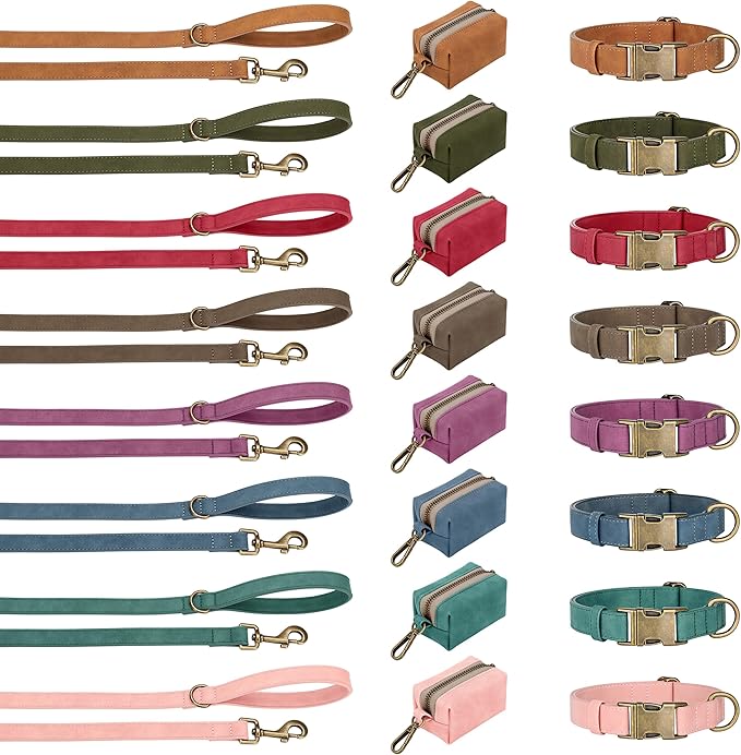 Didog Soft PU Leather Dog Collar, Stylish Quick Released Dog Collars for Small Dogs, Easy Clean Adjustable Pet Collar for Daily Walking, Dark Green, S Fit 10-16" Neck