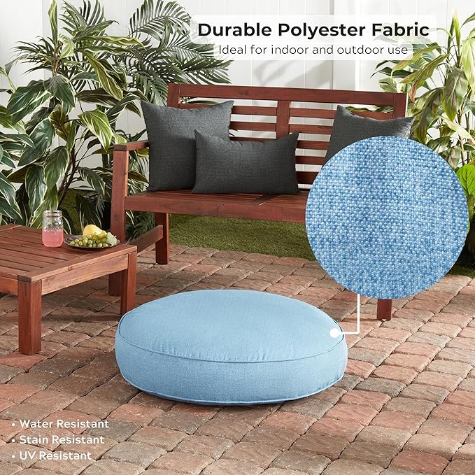 Gordie Round Indoor/Outdoor Pillow Style Dog Bed, Blue Heather, Small