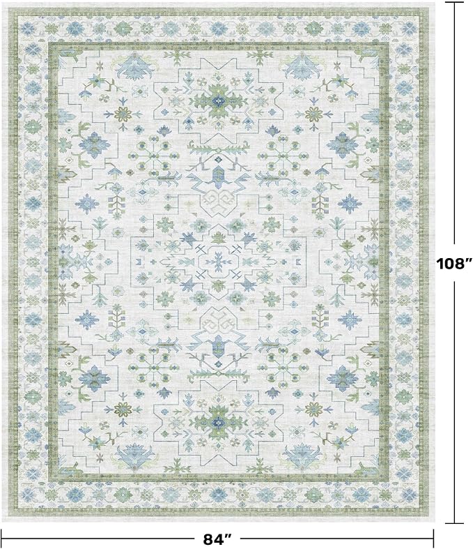 Hazo Haus Cream Oushak 7x9 Bedroom Rug