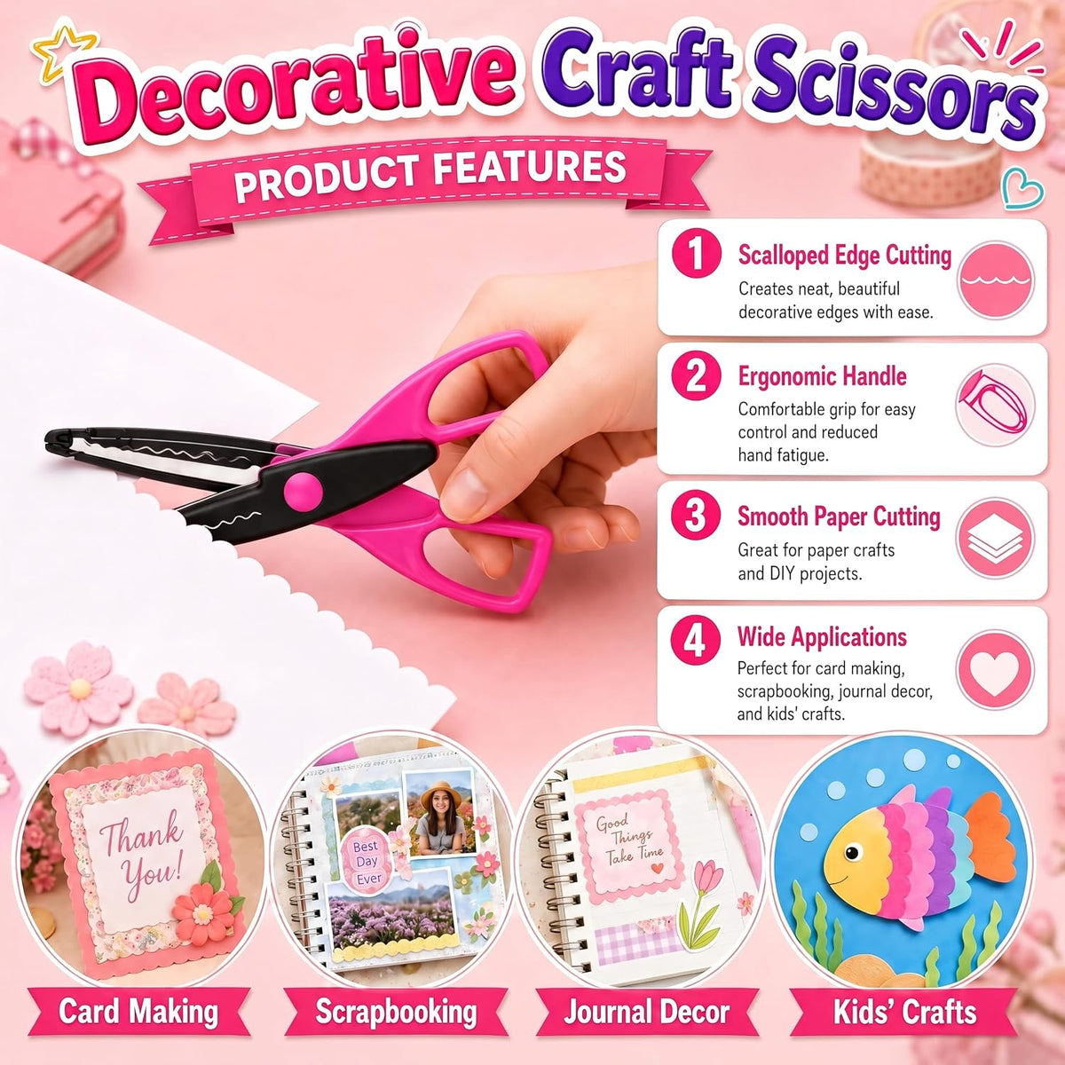 24 Pack Decorative Edge Craft Scissors, 12 Patterns, 6.5 Inch