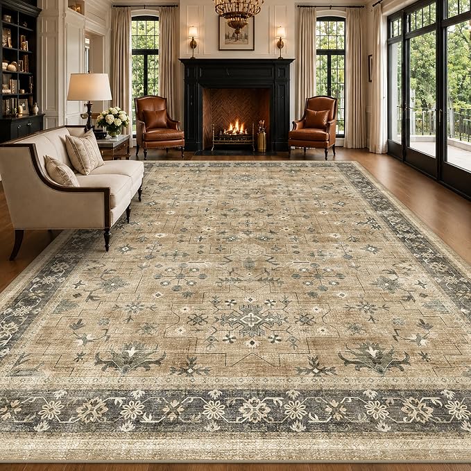 Boho Earth Tone 7x10 Living Room Rug