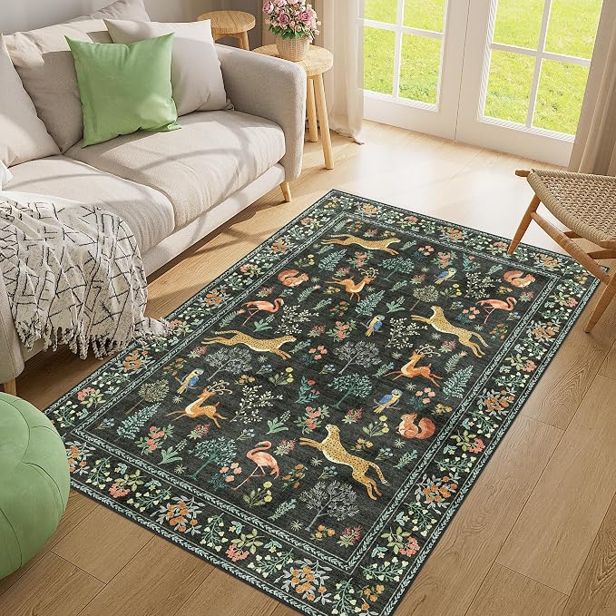 DUKINO 4x6 Rug, Washable Animal Area Rug