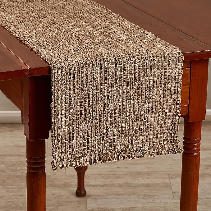 Park Designs Tweed Table Runner 13" x 36", Espresso | Hand-Loomed Yarn | Basket