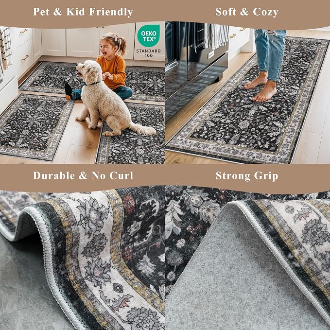 3x6 Kitchen Runner Rug Non Slip Washable