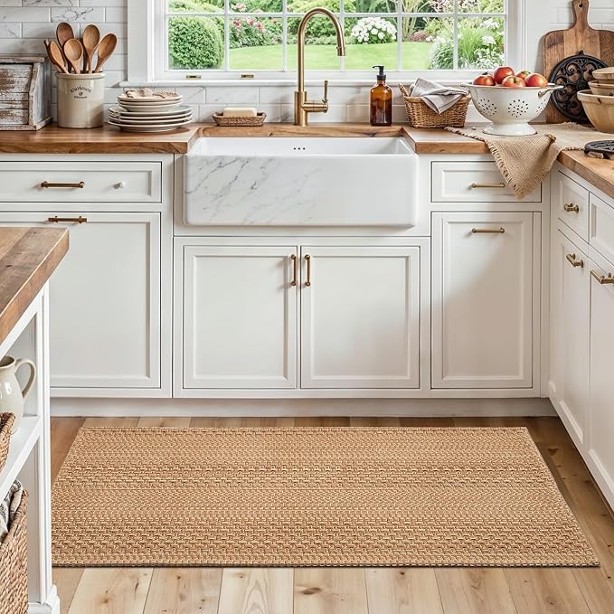 MatEssenz 20"x48" Kitchen Mats for Floor, Woven Kitchen Rugs, Machine Washable