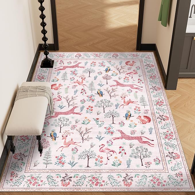 DUKINO 4x6 Rug, Washable Animal Area Rug