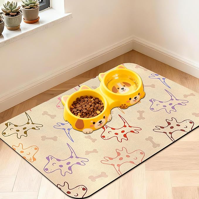 Pet Feeding Mat for Floors Waterproof Dog Mat for Food and Water Absorbent Quick Dry Non Slip mat for Cat Bowls