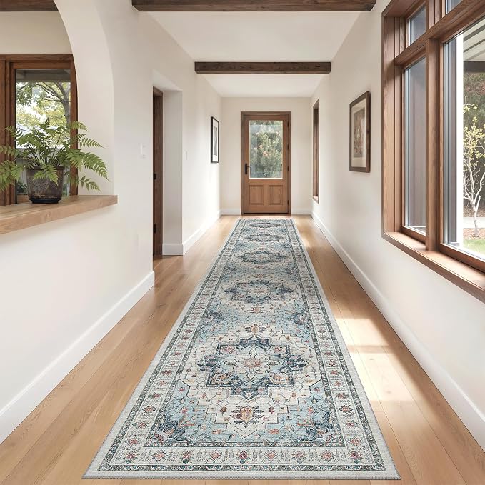 Madane Hallway Runner Rug 2'6''x14' Kitchen Runner, Non Slip Vintage Runners