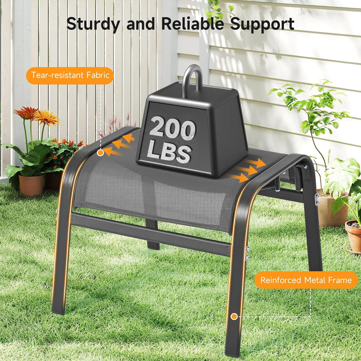 ONBRILL Outdoor Ottoman Set of 2, Oversized Outdoor Foot Rest, Grey