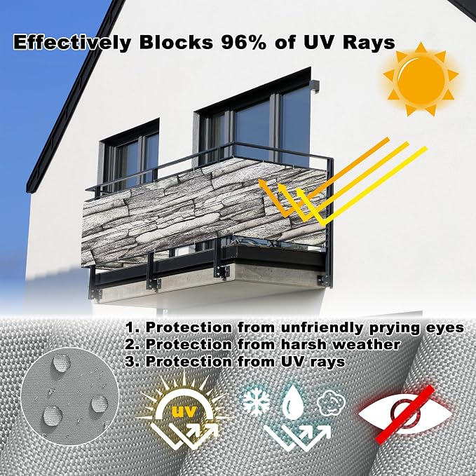 Privacy Screen Protector 2.5' x 13.1' UV Protection Weather-Resistant Privacy