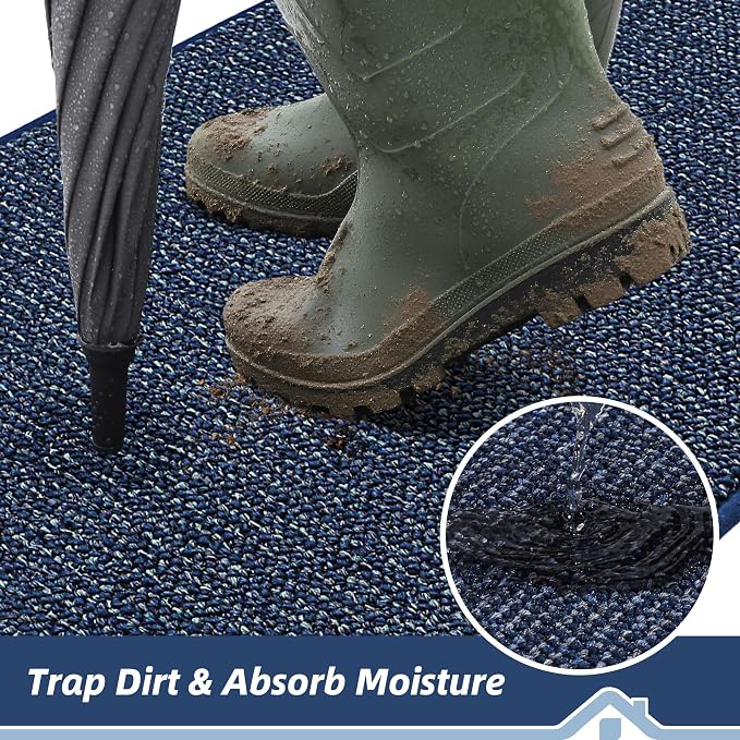 BEQHAUSE Dirt Trapper Door Mat 24" x 36" Half Circle Non-Slip Washable Doormats