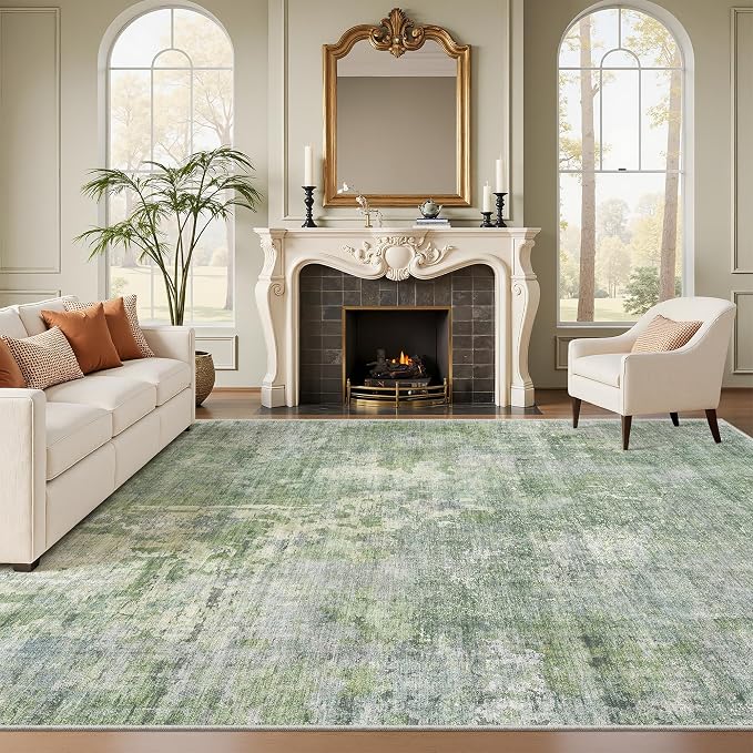 Soalmost 7x10 Area Rug for Living Room Washable Abstract Vintage Soft Thin