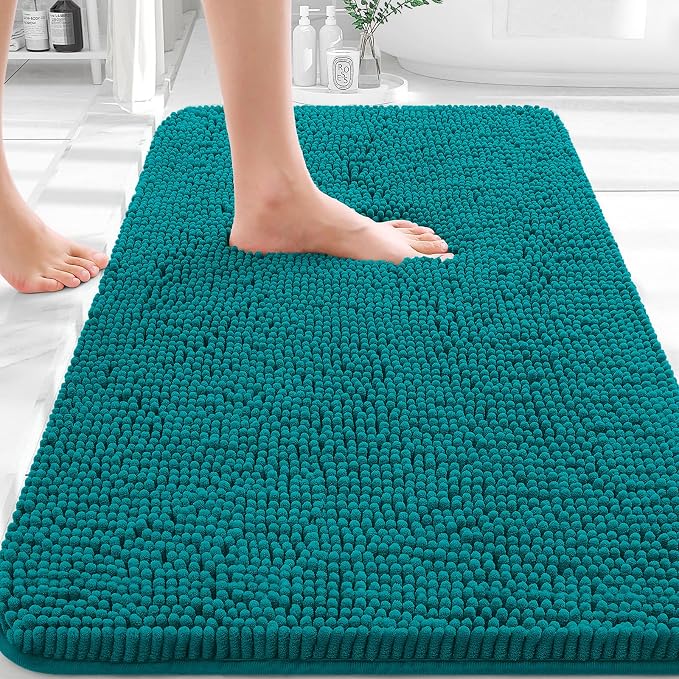 OLANLY Bathroom Rugs 32x20, Extra Soft Absorbent Chenille Bath Rugs, Rubber