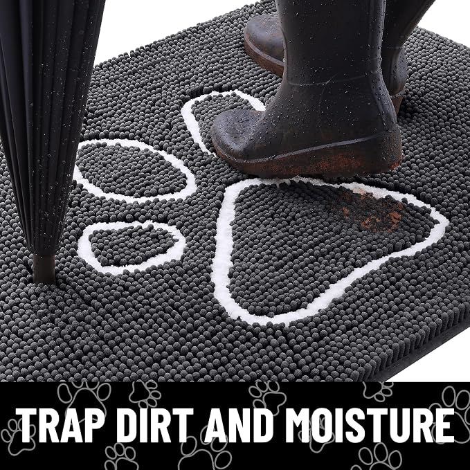 Smiry Dog Door Mat for Muddy Paws, Absorbent Dirt Trapper Non Slip Quick Dry