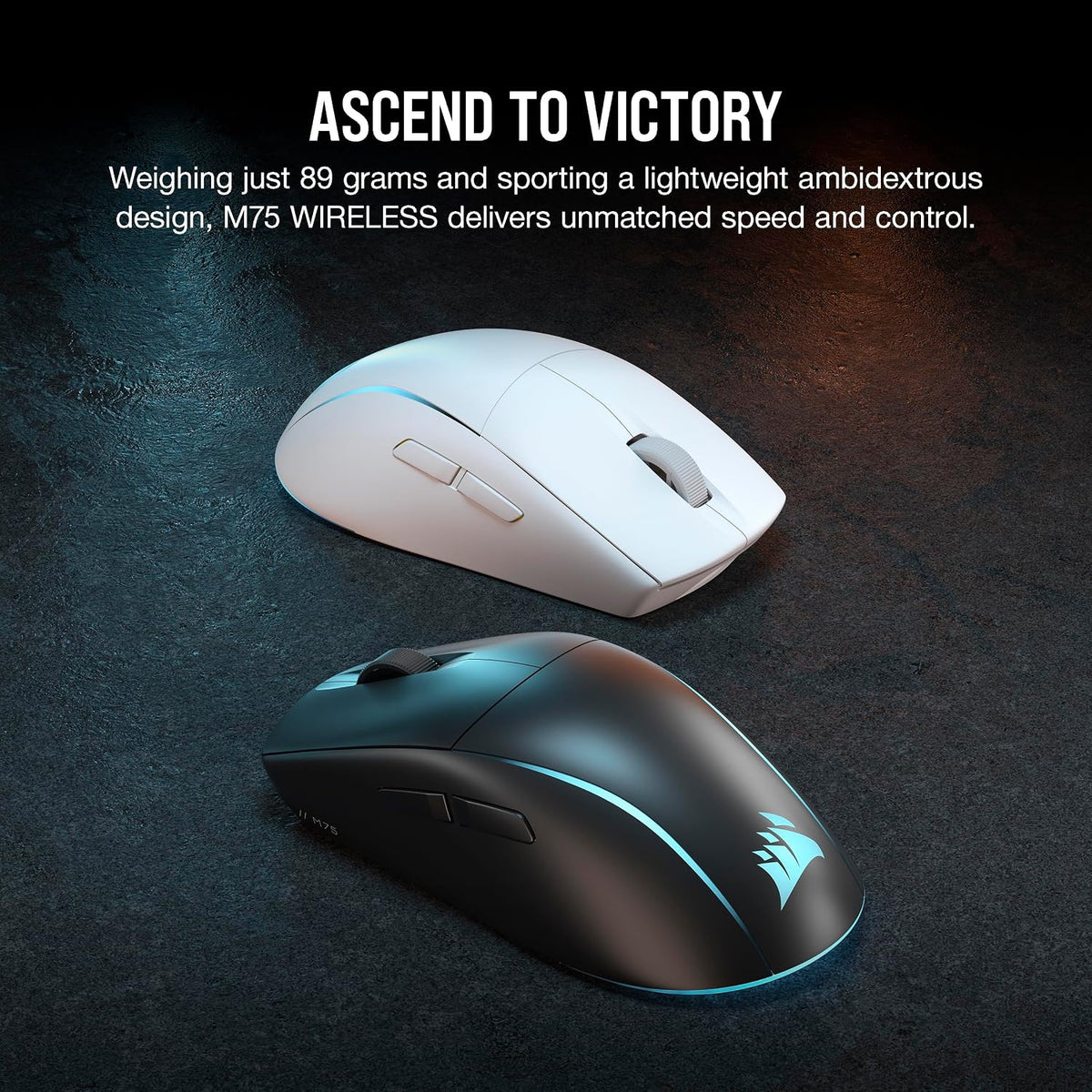 Corsair M75 Wireless RGB Lightweight FPS Gaming Mouse – 26,000 DPI – Swappable Side Buttons – iCUE Compatible – PC – White