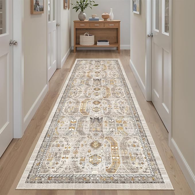Madane Runner Rug 2'6''x8' Kitchen Runner, Hallway Runner Printed Vintage