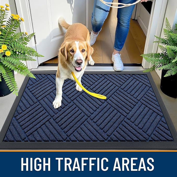 OLANLY Front Door Mat Outside Entrance 71x23, Heavy Duty Sturdy Natural Rubber