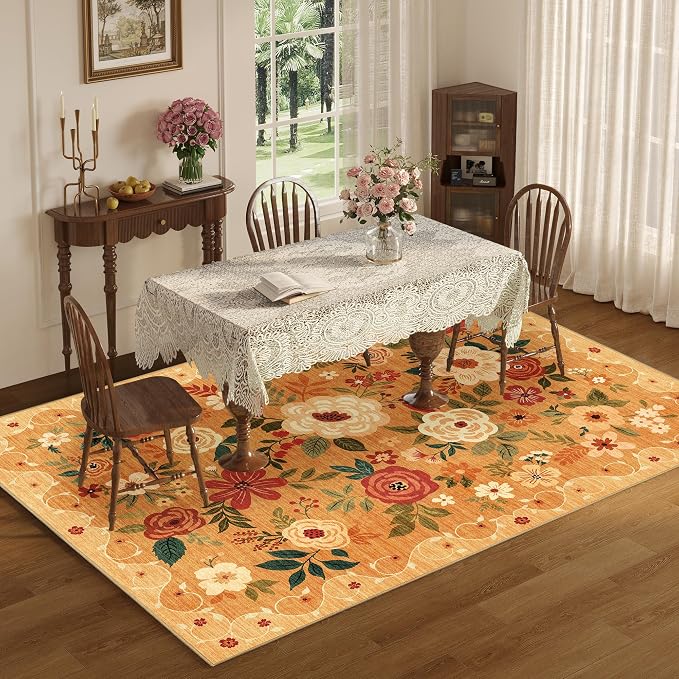 DUKINO 6x9 Area Rug, Floral Rugs