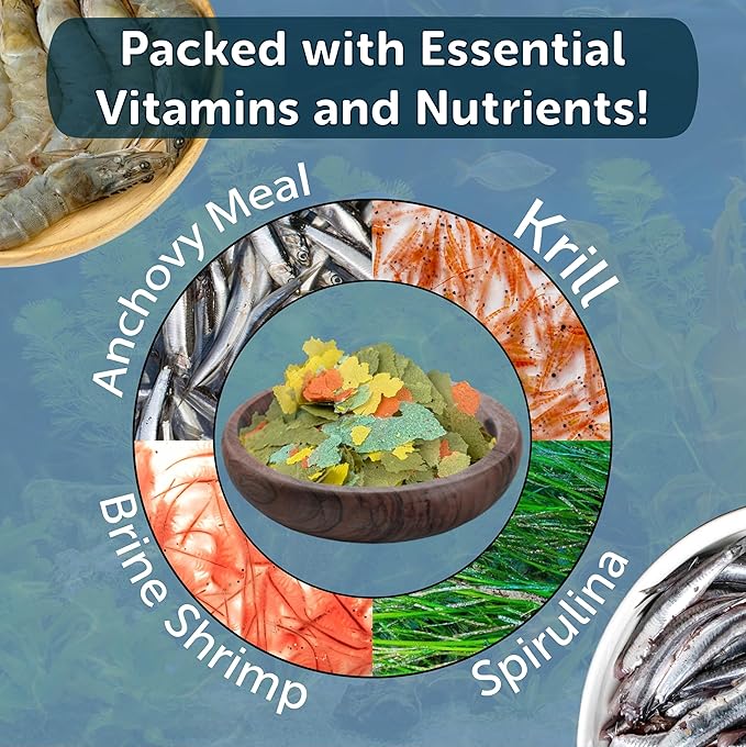 Aquatic Foods Inc. Premium Guppy and Endler Flake Food Also for Tetras, Zebras, All Nano and Micro Fish Also Pellet Mix, Wafer Mix Included…2oz