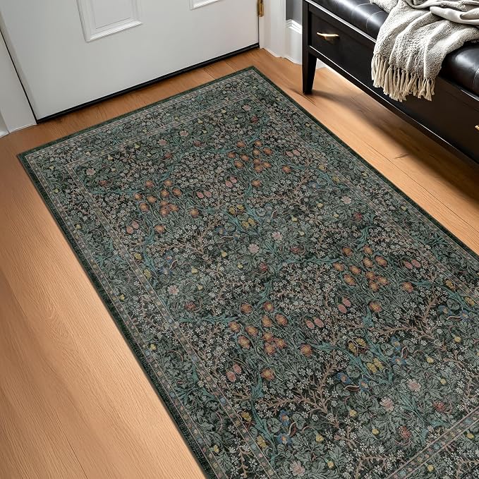 Dark Green Washable Entry Rug, 3x4 Rugs
