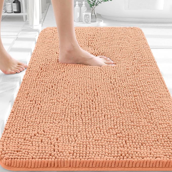 OLANLY Bathroom Rugs 36x24, Extra Soft Absorbent Chenille Bath Rugs, Rubber