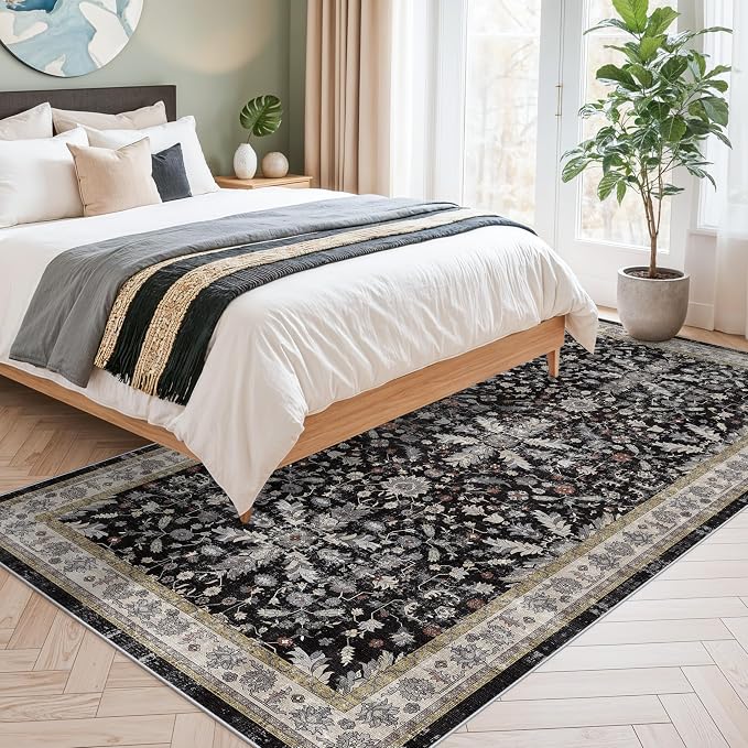 4x8 Rug Washable for Entryway Kitchen – Non-Slip Rubber Backed Area Rug for