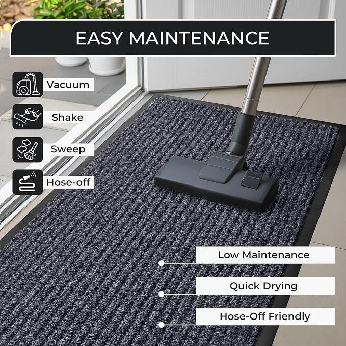 2 Pack Heavy Duty Entry Mat 2' x 3', Low Profile Door Rug