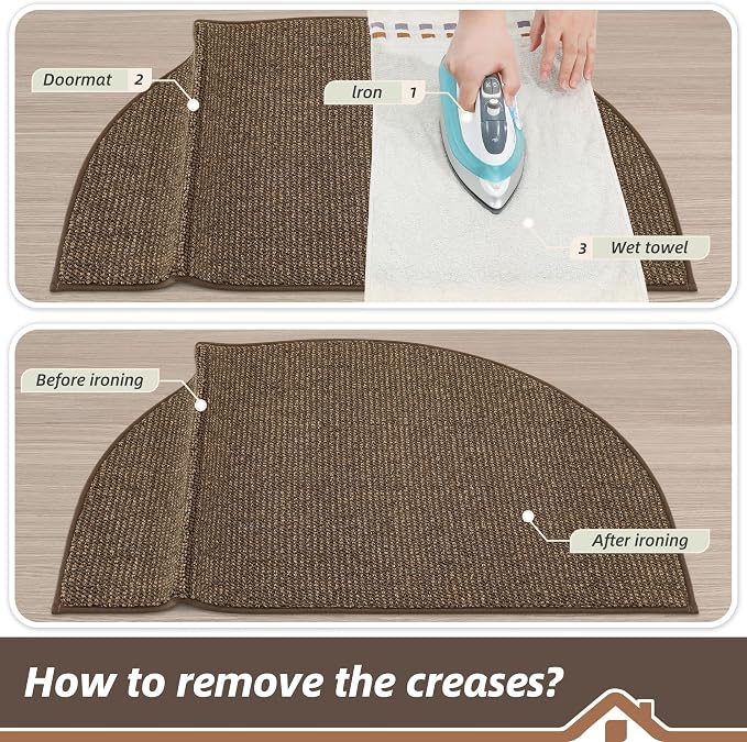 BEQHAUSE Dirt Trapper Door Mat 32" x 48" Half Circle Non-Slip Washable Doormats