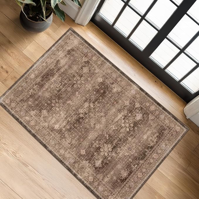 Boho Taupe Brown 2x3 Entryway Rug