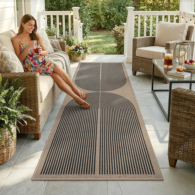 Lahome Modern Rainbow 2x8 Runner Rug, Washable Hallway Kitchen Runner Rugs