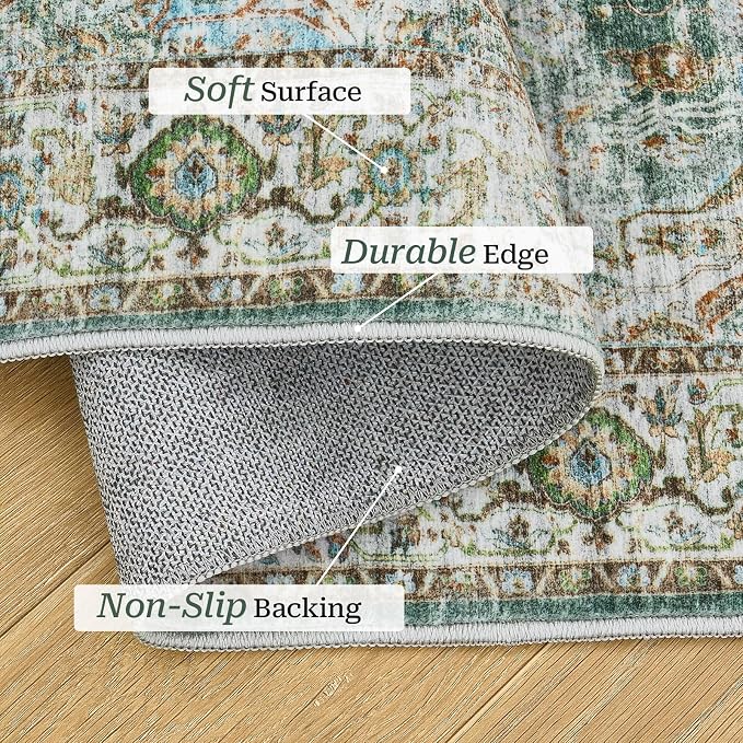 Madane Runner Rug 2'6''x8' Kitchen Runner, Hallway Runner Printed Vintage