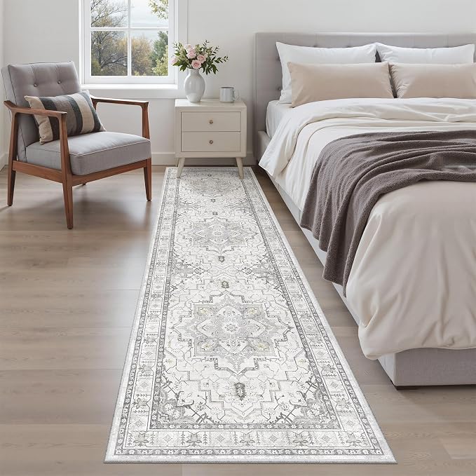 Madane Runner Rug 2x8, Washable Hallway Runner Rugs, Non-Slip Low-Pile Soft