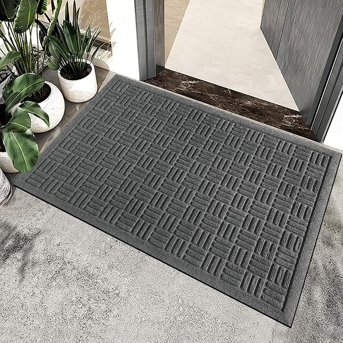 Mibao Front Door Mat Indoor Outdoor Entrance, Dirt Trapping Waterproof
