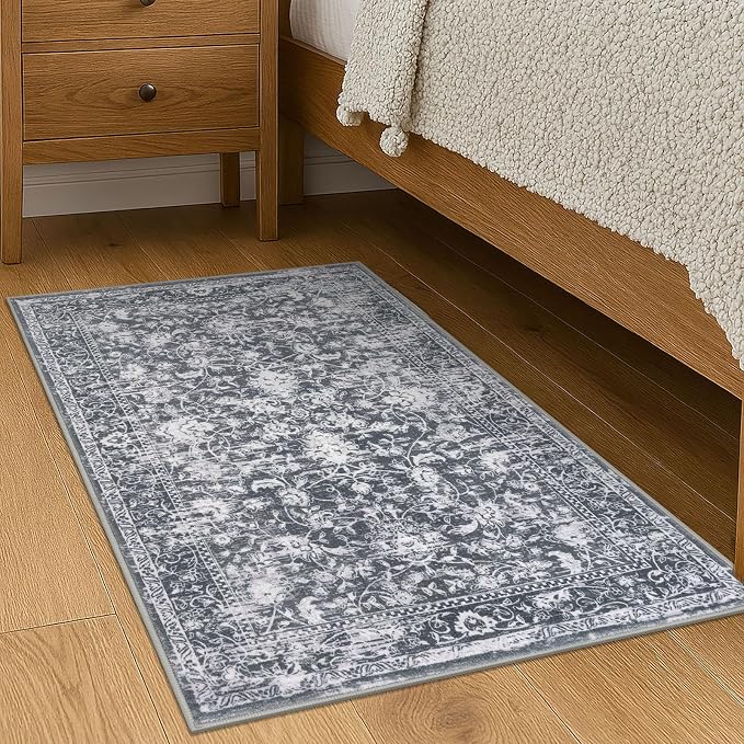 KILOCOCO Small Area Rug 2x3 Entryway Rugs Printed Vintage Floral Washable Rug