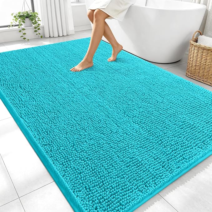 OLANLY Large Bathroom Rugs 70x46, Extra Soft Absorbent Chenille Bath Rugs