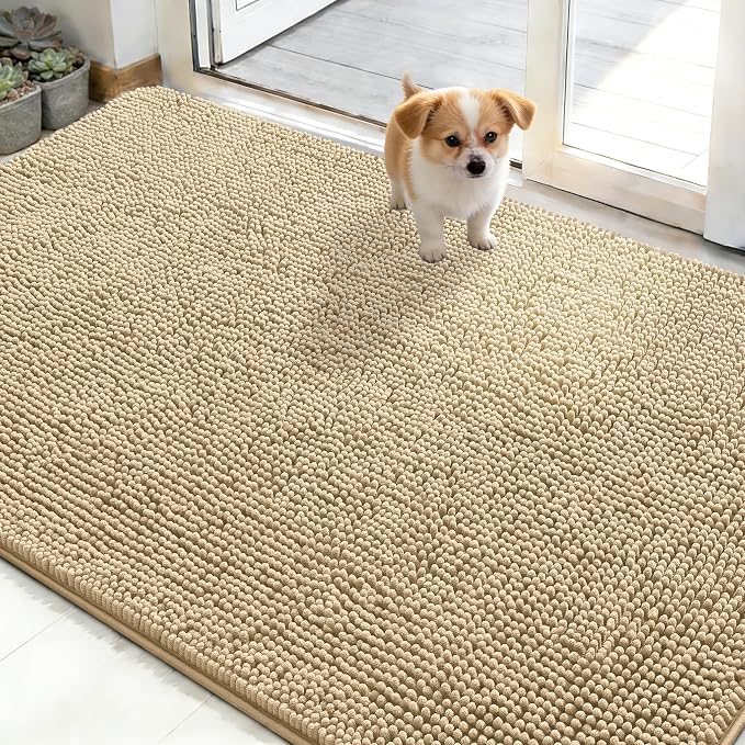 OLANLY Dog Door Mat for Muddy Paws 50x30, Absorbs Moisture and Dirt, Absorbent