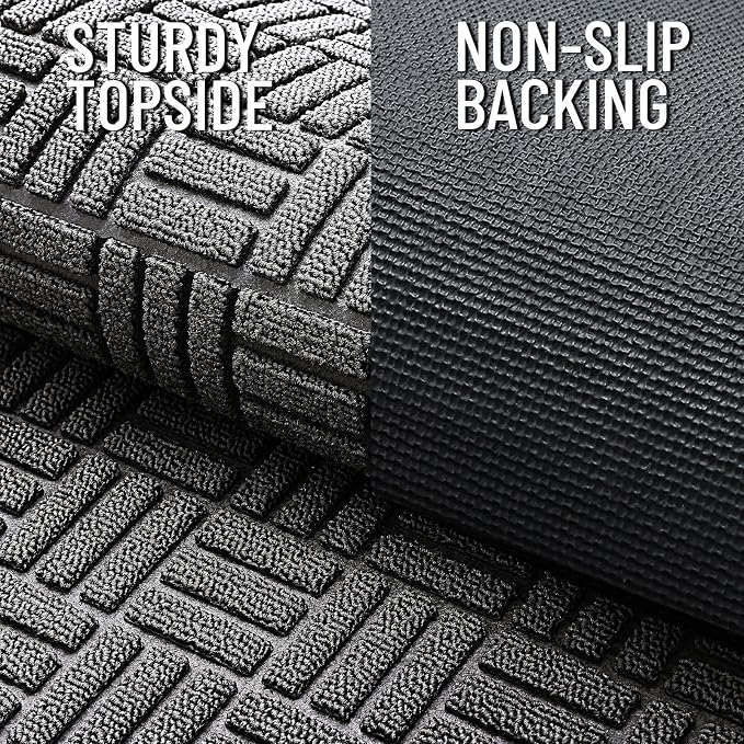 OLANLY Front Door Mat Outside Entrance 33x21, Heavy Duty Sturdy Natural Rubber