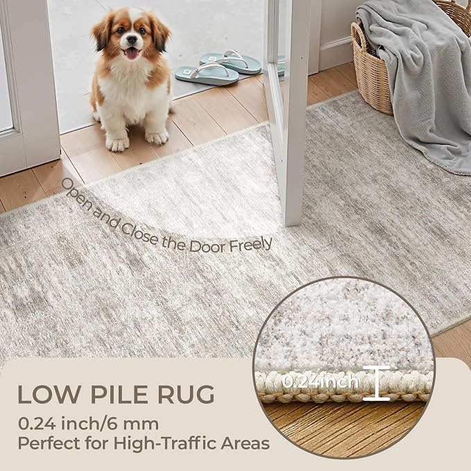 3x6 Runner Rug Non Slip, Thin Entryway Washable Rug