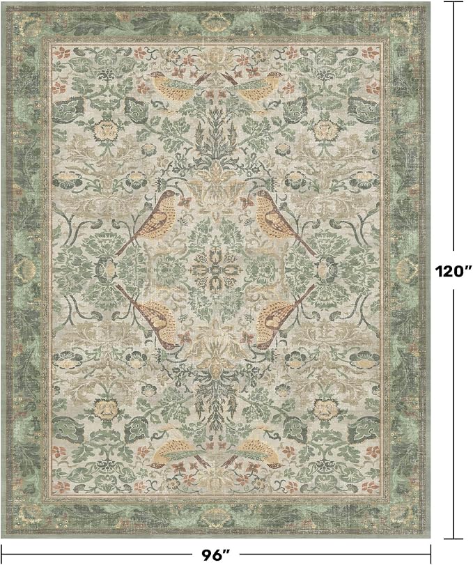 Hazo Haus Washable Floral Bird Rugs
